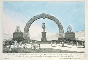 Wiederherstellung der Statue von Heinrich IV. auf der Pont Neuf, Paris, 25. August 1818 von French School