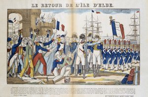 Rückkehr von Napoleon Bonaparte (1769-1821) aus seinem Exil auf der Insel Elba im Jahr 1815. Bild von Epinal