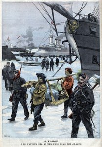 Aufstand der Boxer (1898-1900) die Schiffe der Alliierten im Eis Atakou. in „Le Petit Parisien“ von French School