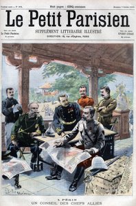 Revolte der Boxer: Ein Rat der alliierten Führer (Franzosen, Russen, Amerikaner, Engländer, Japaner) - in "Le Petit Parisien" von French School