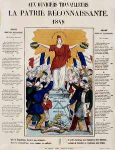 Revolution von 1848 und Geburt der zweiten Republik: Manifest und Lied mit dem Titel „An die Arbeiter, das dankbare Vaterland“, die Republik wird von den Arbeitern begrüßt. 1848 Paris, Musée Carnavalet von French School