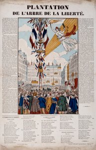Revolution von 1848: Pflanzung des Freiheitsbaums am 25. März 1848. Gravur von 1848 Paris, Musée Carnavalet von French School