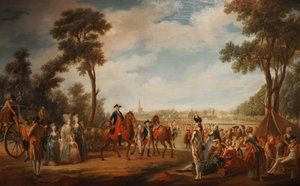 Revue und Parade des Regiments von Condé in Straßburg zwischen 1779 und 1781.