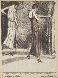 Nachmittagskleid von Beer und Abendkleid von Worth, aus einer Sammlung von Modeplatten