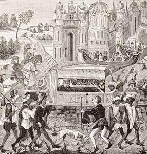 Robert I., Herzog der Normandie, wird von Negern in seiner Sänfte getragen, aus 