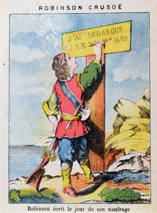 Robinson Crusoe schreibt das Datum des Schiffbruchs von French School