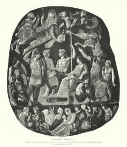 Römischer Onyx-Kamee, der die Apotheose des Kaisers Augustus darstellt (Gravur) von French School