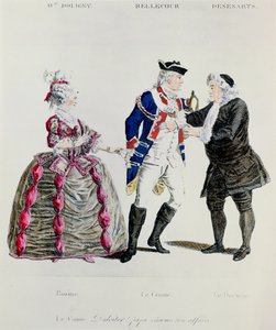 Rosine, Graf Almaviva und der Doktor, Szene aus Akt II Szene 13 von Der Barbier von Sevilla von Pierre Augustin Caron de Beaumarchais (1732-99)