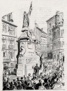 Rouen: Mitglieder der Liga der Patrioten vor der Statue von Jeanne d