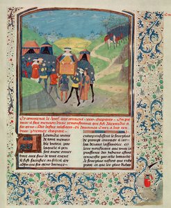 Alexander der Große spricht zu seinen Männern in der Hoffnung, sie zu überzeugen, nach Indien weiterzuziehen, aus Quinte Curse Ruffe des Fais du Grant Alexandre, ca. 1468 von French School