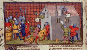 Royal MS 20 CVII f.41v, Plünderung eines Hauses (Pergament) von French School