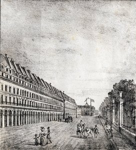 Rue de Rivoli, Paris - „Alphabet Picturesque des Monumens de Paris“ ca. 1840 (Gravur)