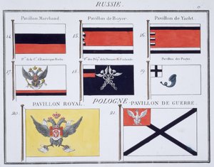 Russische Flaggen, aus einem französischen Flaggenbuch, ca. 1819 von French School