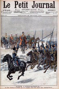 Russisch-Japanischer Krieg 1904-1905 - Kosaken bejubeln Zar Nikolaus II. vor der Abreise in den Fernen Osten, um gegen die Japaner zu kämpfen, in „Le Petit Journal“, 28. Februar 1904 (Gravur)