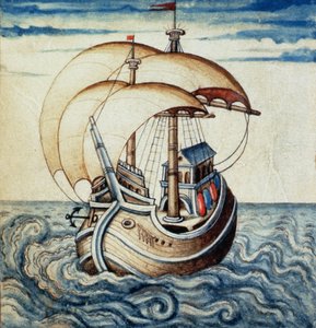SMM2 p.8 Segelschiff, aus Theatre des Vices et Vertus, von Jan van der Noot (ca. 1539-95)