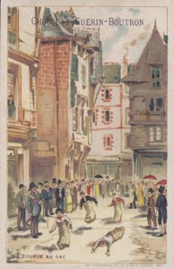 Sackhüpfen auf der Straße von French School