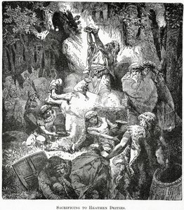 Opferung an heidnische Götter, ca. 1890 von French School