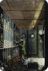 Tresor der Banque de France in Paris (Keller der Bank von Frankreich in Paris) (farbige Gravur)