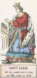Heiliger Ludwig, 44. König, bestieg den Thron 1226, gestorben 1270 (kolorierte Gravur) von French School