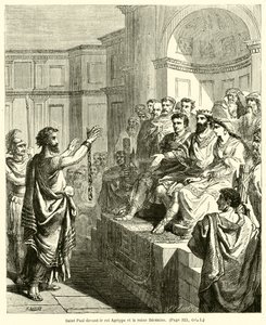 Der heilige Paulus vor König Agrippa und Königin Berenice (Gravur) von French School