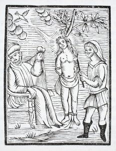 Die heilige Reine wird gefoltert, ihre Haut wird von Eisenkämmen zerrissen, auf Befehl von Olibre, weil sie sich weigert, ihren Glauben zu verleugnen