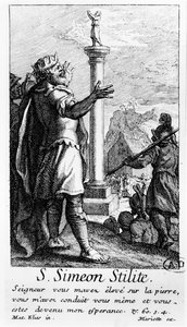 Heiliger Simeon Stylites auf seiner Säule von French School