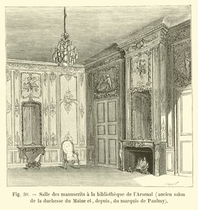 Manuskriptraum in der Bibliothek des Arsenals, ehemaliger Salon der Herzogin von Maine und später des Marquis de Paulmy von French School