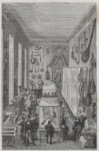 Saal des Museums des Konservatoriums für Musik in Paris - Gravur in „Sciences à la portée de tous - Physik und Chemie für alle“ von Alexis Clerc - Ende des 19. Jahrhunderts - Private Sammlung. von French School