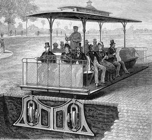 San Francisco Seilbahn ohne sichtbare Räder - in „Die neuen Eroberungen der Wissenschaft“ von Louis Figuier