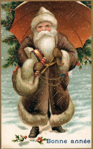 Weihnachtsmann mit Regenschirm von French School