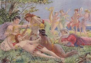 Sappho auf Lesbos von French School