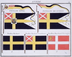 Skandinavische Flaggen, aus einem französischen Flaggenbuch, ca. 1819 von French School