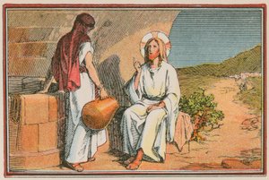Szene aus dem Leben Jesu (farbige Gravur) von French School