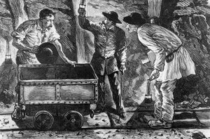Szene in einer Kohlenmine, Illustration aus Germinal von Emile Zola, 1886