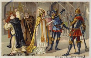 Sciarra Colonna schlägt Papst Bonifatius VIII. ins Gesicht, 1303 von French School