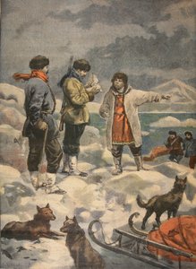 Suche nach Andree, Nachrichten!, Illustration aus Le Petit Journal: Supplement illustre, 1898