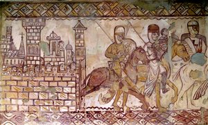 Zweiter Kreuzzug (1147-1149): der Beginn der Kreuzzüge. Fresko der Kapelle von Cressac