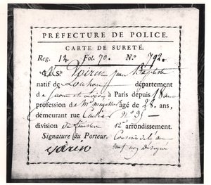 Sicherheitskarte, 1808 von French School