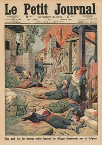 Serbische Truppen kommen in den von den Bulgaren verlassenen Dörfern an, Titelillustration aus 