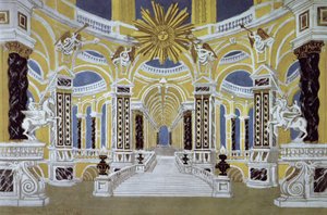 Bühnenbild für Die Zauberflöte von Wolfgang Amadeus Mozart (1756-91) von French School