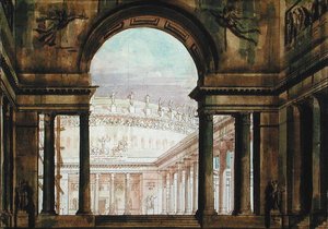 Bühnenbild inspiriert von der Antike, ca. 1800 von French School