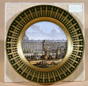 Sevres-Teller, der die Ankunft des Schwertes von Friedrich II. (1712-86) dem Großen im Hotel des Invalides darstellt von French School