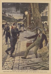 Schießerei zwischen Polizei und Verbrechern auf einer Straße in Paris von French School