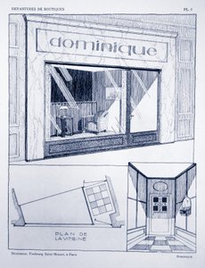 Ladenfront, Platte 2, Illustration aus Devantures de Boutiques von Louis-Pierre Sezille, Paris, 1927