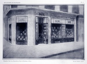 Ladenfront, Platte 4, Illustration aus Devantures de Boutiques von Louis-Pierre Sezille, Paris, 1927