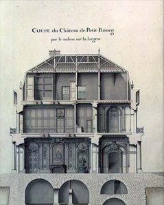 Querschnitt durch das Zentrum des Château de Petit-Bourg, zeigt den Salon von French School