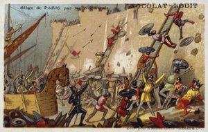 Belagerung von Paris durch die Normannen, 9. Jahrhundert von French School