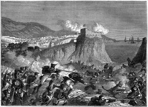 Belagerung von Ragusa (Republik Ragusa) (Ragusa auf Kroatisch Dubrovnik) während der Napoleonischen Kriege im Mai und Juni 1806 (Dalmatien-Kampagne von General Molitor und Lauriston) - in „Histoire de l