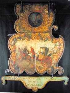 Schild für die königliche Post von Chantilly mit dem Wappen von Conde