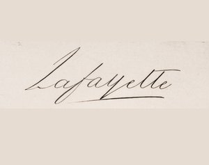 Unterschrift von Marie-Joseph-Paul-Yves-Roch-Gilbert du Motier, Marquis de Lafayette von French School